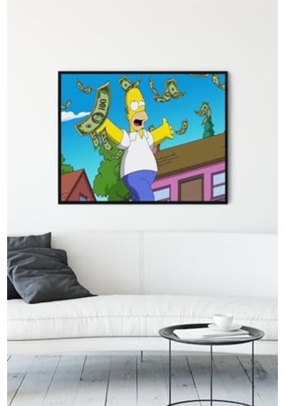 Homer Simpsons Çalışması Girişimcilik Çerçeveli Tablo 50x70cm