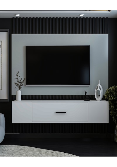 Kodaksct Duvara Montaj Tv Sehpası Beyaz-beyaz Beyaz-beyaz