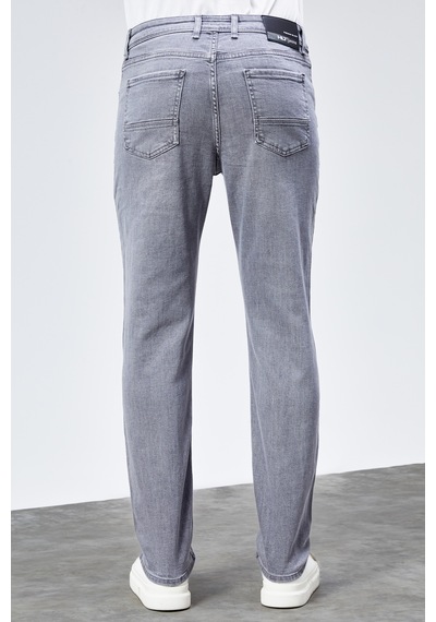 HLT Jeans Erkek Gri Yıkamalı Regular Fit Boru Paça Likralı Jean Kot Pantolon Henry