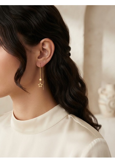 925 Ayar Gümüş Minimalist Yıldız Küpe.rose.gold.rodaj Renk Seçeneği