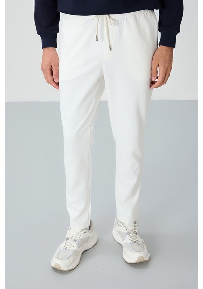 Tommy Life Ekru Yüzeyi Dokulu Standart Fit Erkek Eşofman Alt - 82155