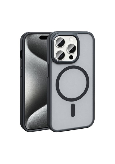 Apple Uyumlu iPhone 15 Pro Max Kılıf Magsafe Destekli Kamera Yükseltili Silikon Mat Parmak İzi Tutmayan Celikaksesuar Siyah