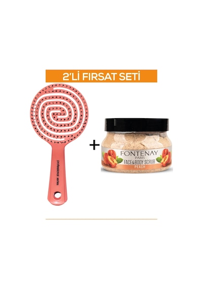 Fontenay Profesyonel 3 Boyutlu Saçfırçası+face&body Peeling Scrub Yüz Maskesi Şeftali 350ml 2'li Set