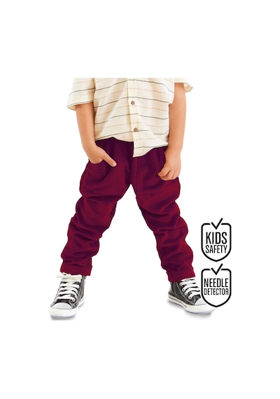 Denokids Erkek Çocuk Kadife Bordo Beli Lastikli Pantolon 3-10 Yaş