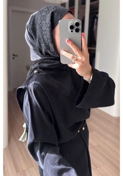 Ka Hijab Kruvaze Pantolonlu Salaş Takım - Siyah