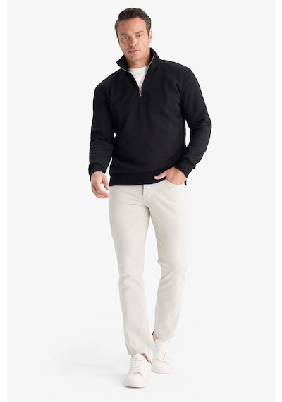 Defacto Regular Fit Dik Yaka Yarım Fermuarlı İçi Yumuşak Tüylü Basic Düz Sweatshirt X7405az25aubk81 Siyah