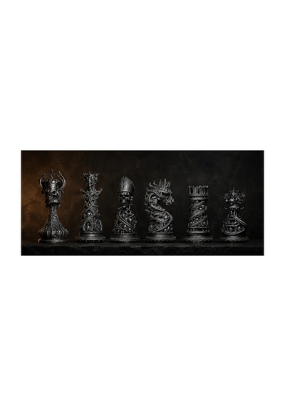 6 Lı Gotik Satranç Taşı Figür Seti El Boyaması 3d Baskı Fantastik Dekoratif Biblo