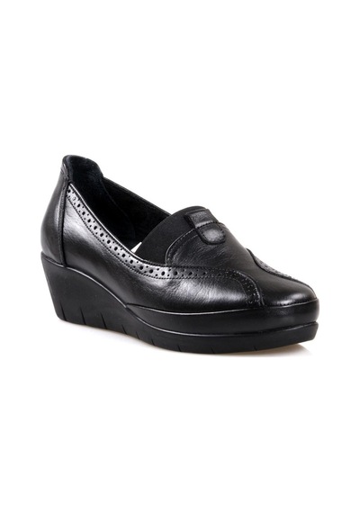Scavia Ortapedik Comfort Siyah Deri Bayan Ayakkabı (375854008)