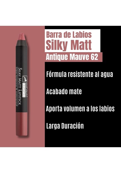 Dudak Kalemi - Silky Matt Lipstick - Uzun Süre Kalıcı & Suya Dayanıklı No 62 Antique Mauve Çok Renkli