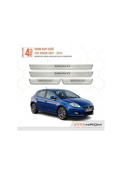 Fiat Bravo 2011-2018 Uyumlu Satine Krom Kapı Koruma Eşiği 4 Prç