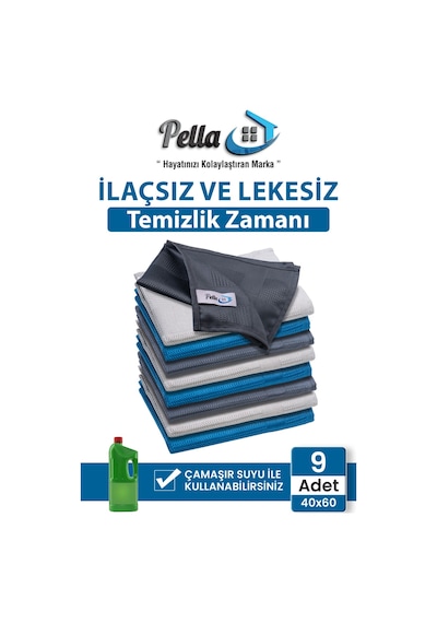 Pella Mikrofiber Temizlik Bezi 9'lu 30 x 40 CM