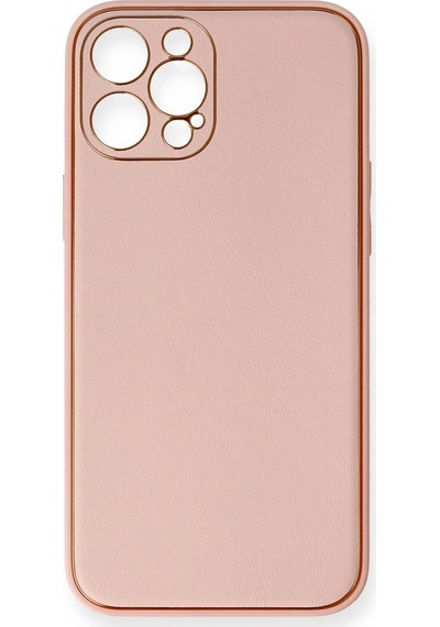 Apple Uyumlu iPhone 12 Pro Max Kılıf Coco Deri Silikon Kapak Pembe/