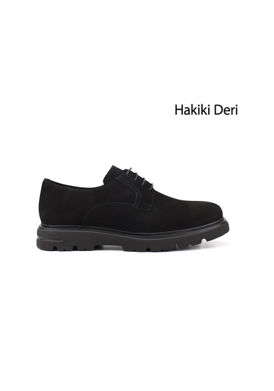 Gönderir Erkek Siyah Nubuk Bağcıklı Hakiki Deri Klasik Ayakkabı Ddma80442706