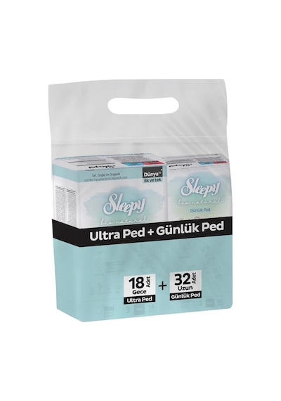 Sleepy Bio Natural Ultra Hijyenik Ped Gece 18'li + Günlük Ped Uzun 32'li