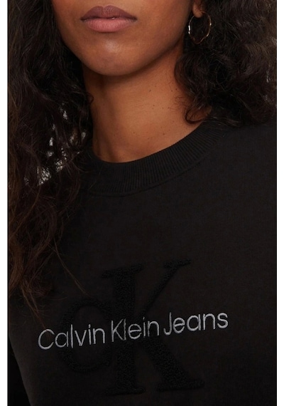Ck Jeans Chenılle Monologo Crewneck Siyah