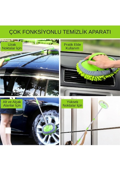 Carub Araç İçi Ve Dışı Teleskobik Mop Saplı Mikrofiber Oto Yıkama Ve Temizleme Fırçası Br0922567