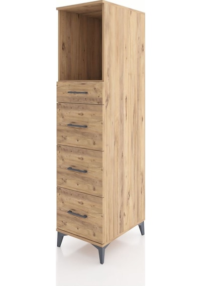 Kronos Dolap Tek Raflı 4 Çekmeceli 44x59x182 Çam-çam Çam