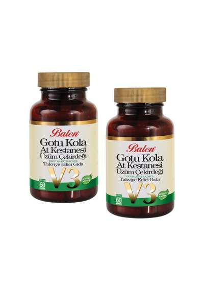 2 Ad. Balen Gotu Kola At Kestanesi Üzüm Çekirdeği Kapsül V3 355 MG