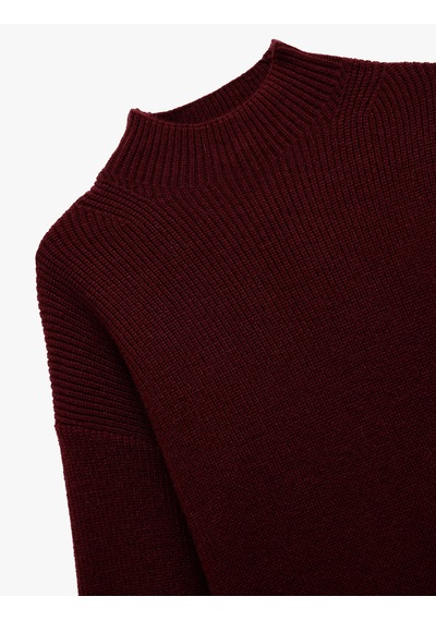 Koton Dik Yaka Uzun Kollu Rahat Kalıp Basic Triko Kazak Bordo 6wal90027ht Bordo