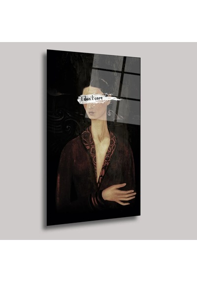 I Don't Care Cam Tablo Esprili Tipografi Duvar Dekoru 35x50 Cm