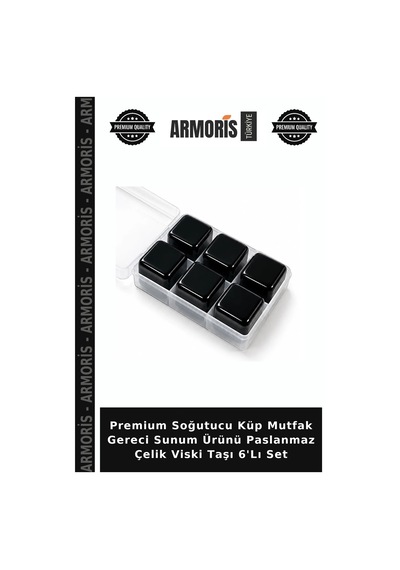 Premium Soğutucu Küp Mutfak Gereci Sunum Ürünü Paslanmaz Çelik Viski Taşı 6'lı Set