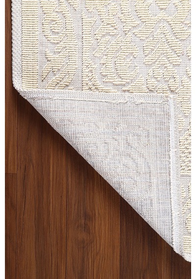 2 Li Bukle Banyo Takımı Banyo Tekstili/modern/doğal/sade/şık Kaymaz Taban -1071 Krem