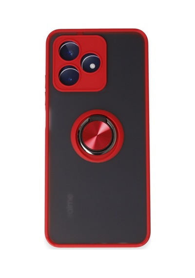 Realme C53 Uyumlu Kılıf Montreal Yüzüklü Silikon Kapak - Kırmızı