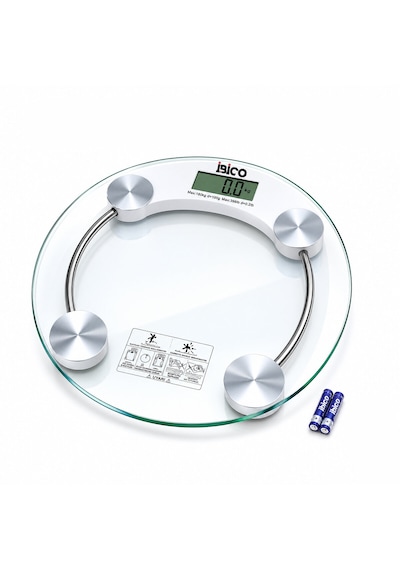 Go İthalat Dijital - Pilli Yuvarlak Banyo Baskül Terazi Tartı Lcd Ekran 180kg/0.1g 30x30cm İ11-026