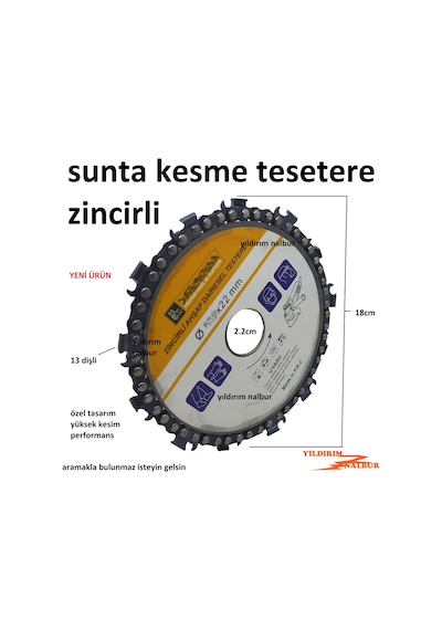 Sunta Kesme Zincirli 180Lik Daire Testere Odun Kesme Büyük Boy Te