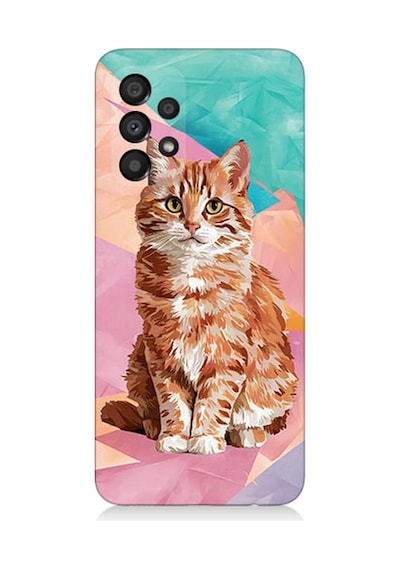 Samsung Galaxy A73 Uyumlu Renkli Kedi Desenli Silikon Kılıf