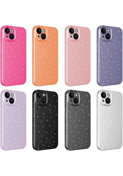Teknomoda Apple Uyumlu iPhone 16 Pro Kılıf Kamera Korumalı Simli Lüks Işıltılı Silikon Lila