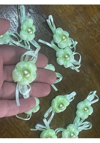 6x3 Cm Inci Boncuklu 10 Adet Yeşilk Çiçek Hobi Aksesuarı
