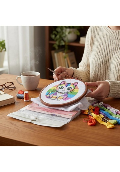 Goblen Baskılı Etamin İşleme Kiti Kasnaklı Hobi Seti 16