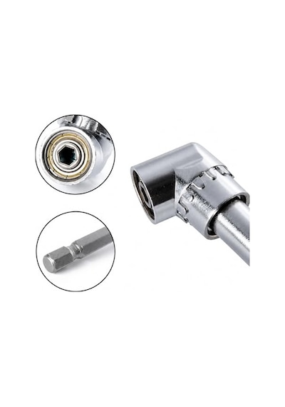 Orret Home 90 Derece Vidalama Köşe Adaptörü 360 Döner Başlıklı Matkap Aparatı Dar Alan Vida Sıkma Ucu 6.35mm Hex Şaft Profesyonel Açılı Adaptör 0.1 M