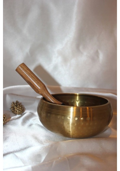 Meditasyon Çanı Tibet Çanağı Pirinç Kaplama 7 Element 16 Cm