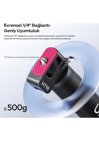 Ulanzi Mt98 Katlanabilir Selfie Stick Tripod 57cm 360 Kamera Uyumlu - S054 Siyah