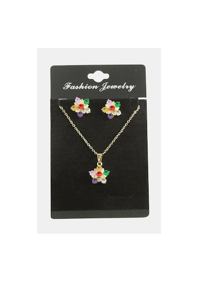 Çiçek Zirkon Taşlı Set Kolye 11 06654153