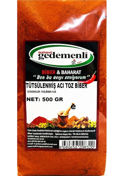 Gedemenli Tütsülenmiş Acı Toz Biber 500 G