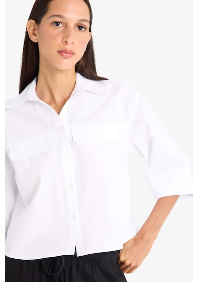 Defacto Oversize Geniş Kalıp Cepli Oxford Kısa Kollu Gömlek F5593ax25smwt32 Beyaz