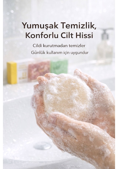 3'lü Doğal Sabun Seti Maya, Aloe Vera, Gül Özlü - Hassas & Günlük Nazik Bakım Serisi Aloe Vera - Gül