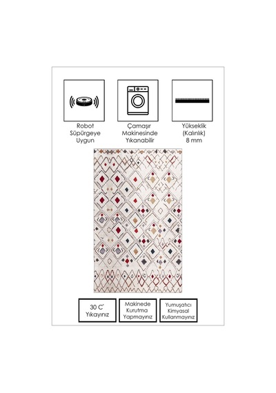West Home Dijital Baskı Yıkanabilir Kaymaz Taban Salon Halısı Mutfak Halısı Yolluk Wh 499 Multy