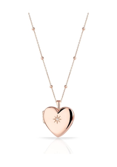 Azuris Silver Kadın Gümüş Kapaklı Madalyon Kalp Yıldız Kolye Omr1355 Rose Gold
