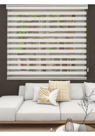Özel Jaluzi İthal Beyaz Düz Zebra Stor Perde 140x200 Cm, 436 Çok Renkli