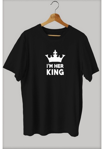 Noıssey -wed I Am Her King Çiftlere Özel Baskılı Oversize T-shirt Tişört Sokak Tarzı Beyaz
