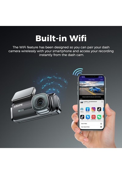 Azdome M200 Full Hd Araç Kamerası - Wifi, 150 Geniş Açı, Gece Görüşü Siyah Azdome Türkiye li