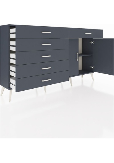 Arges Konsol Tek Raflı 6 Çekmeceli 2 Kapaklı 176x30x99 Antrasit-a Antrasit-antrasit Arges Konsol Tek Raflı 6 Çekmeceli 2 Kapaklı 176x30x99 Antrasit-a Antrasit-antrasit