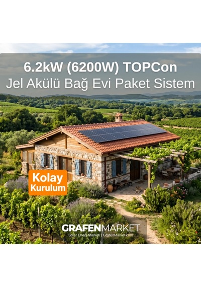 6.2 Kw 6200w Topcon Bağ Evi Hazır Solar Sistem - Jel Akülü Kolay Kurulum