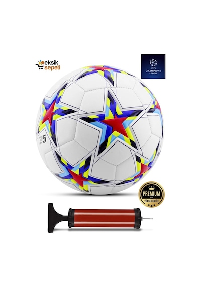 Uefa Şampiyonlar Ligi Futbol Topu 4 Astarlı No:5 480 Gr + Pompa Hediyeli X500 Çok Renkli Uefa Şampiyonlar Ligi Futbol Topu 4 Astarlı No:5 480 Gr + Pompa Hediyeli X500 Çok Renkli