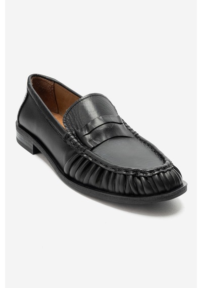 Luvi Shoes Chen Siyah Cilt Hakiki Deri Kadın Loafer Ayakkabı