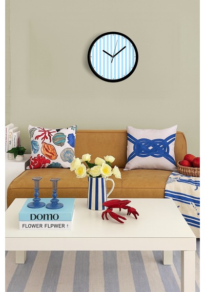 Renkli Çizgili Modern Tasarım Duvar Saati - 30cm - Önü Camlı Siyah Kasa - Sessiz Mekanizma-jh0422 Siyah